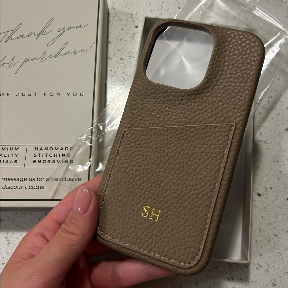 Brown Leather Phone Case with Card Holder